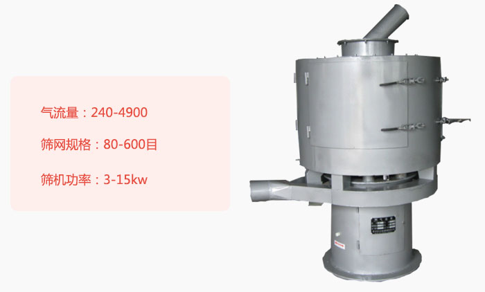 氣流篩為立式篩分設(shè)備，不具備自動(dòng)排料功能。